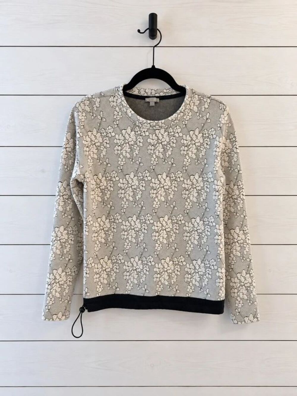 T by Talbots Floral Jacquard Drawstring Hem Pullover